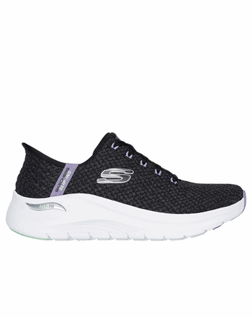 Skechers Slip-in Arch Fit Sko Sort/Hvid/Grøn/Lilla Dame